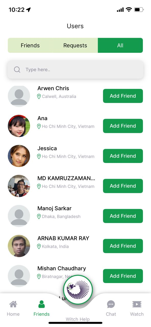 Friends & Connections screenshot