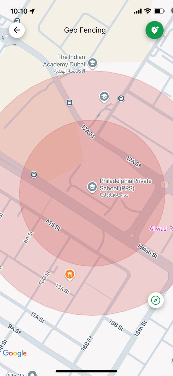 Geo-Fencing Setup screenshot
